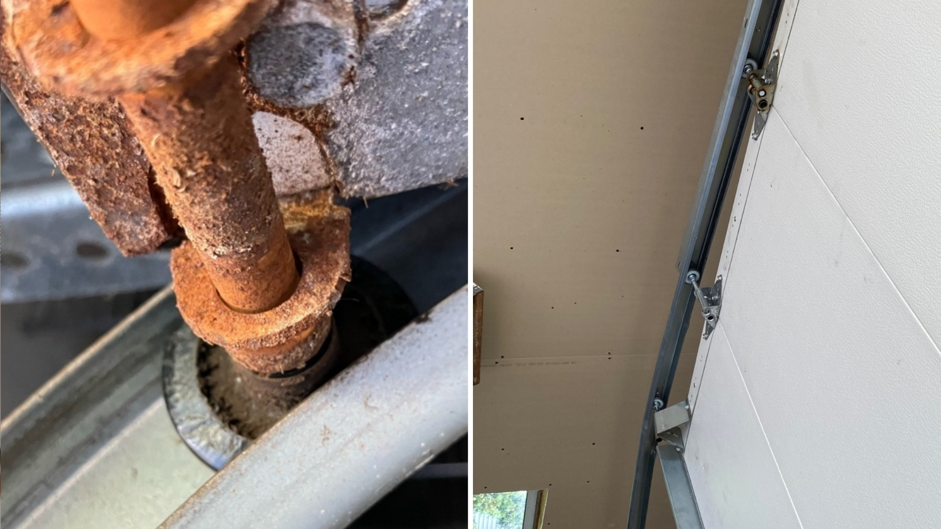 Rusty garage door rollers causing squeaky noise when moving